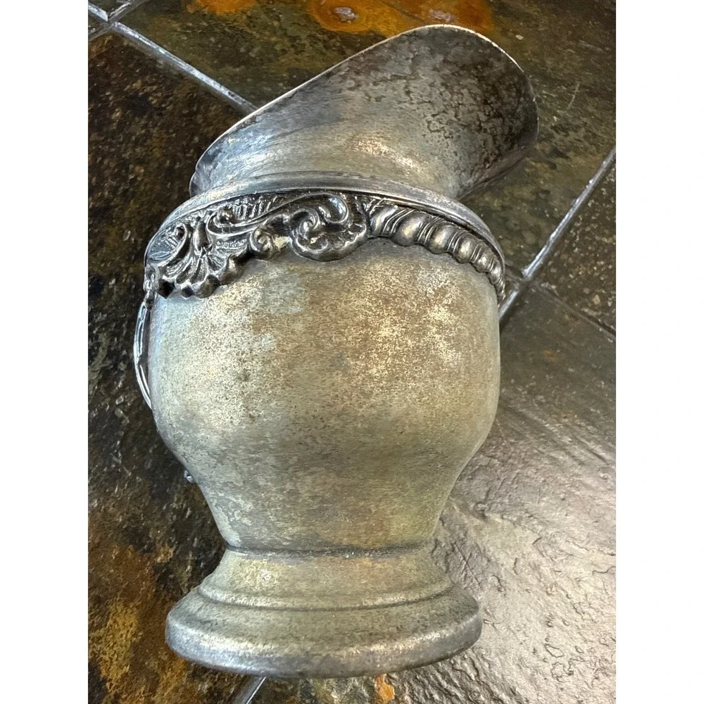 Vintage Silver on‎ Copper Creamer Pitcher Tableware Victorian Ornate Tarnished